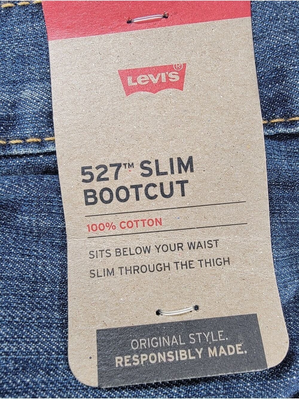 NEW Men's Levi's 527 Slim Bootcut Jeans 38x32 Blue Medium Wash 100% Cotton NWT - Picture 3 of 12